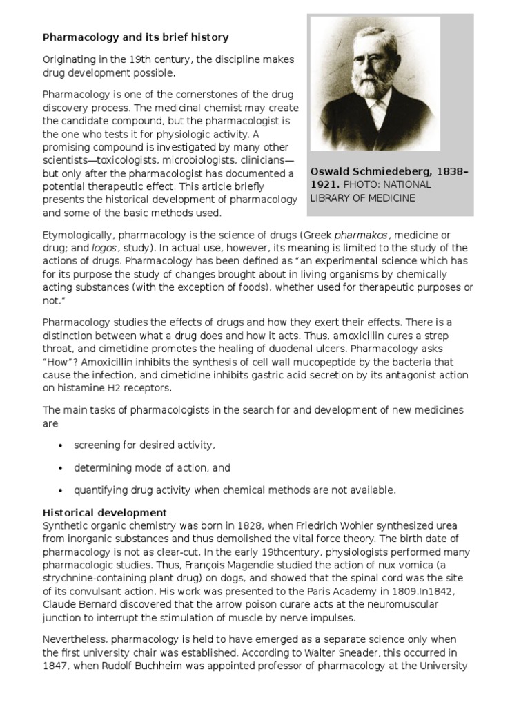 Pharmacology And Its Brief History Pdf Bioassay Pharmacology