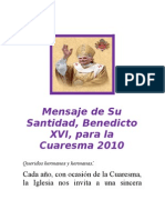 Mensaje de Su Santidad Para La Cuaresma 2010