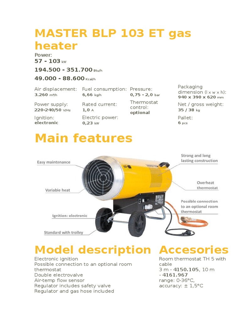 Industrial Gas Heater Specs | PDF