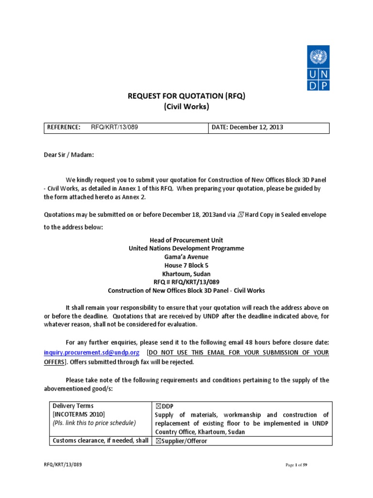 Request For Quotation (RFQ) (Civil Works) | PDF | Indemnity | General ...