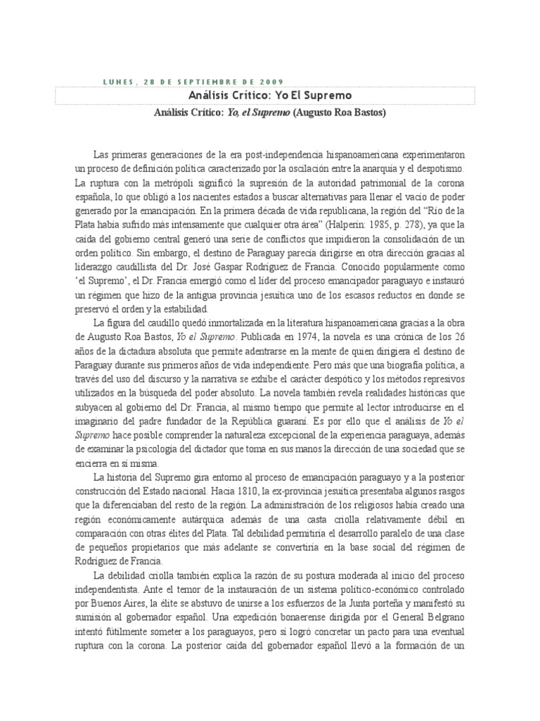 Yo El Supremo PDF Paraguay Socialismo