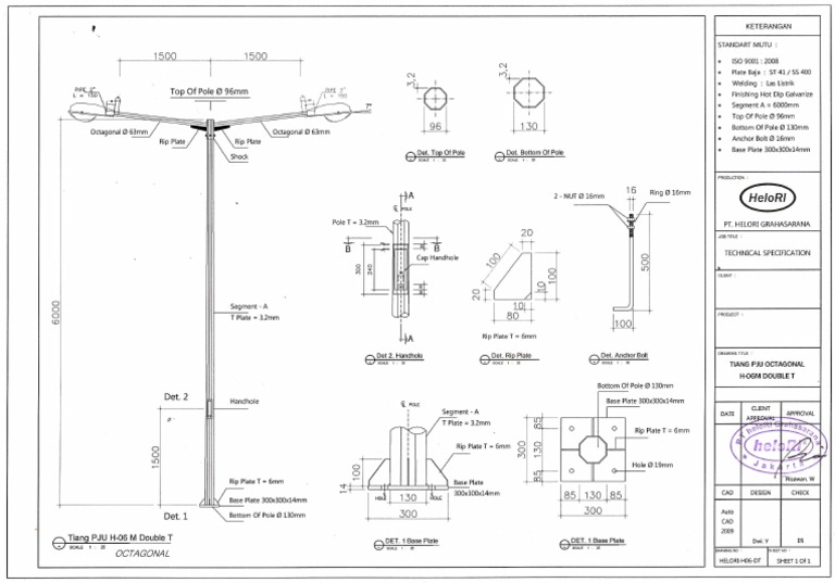 Octagonal Pole CAD Design Specifications | PDF