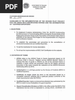 CMO No.18 2015: Guildelines in The Implementation of The Second Pilot Projecy For The ASEAN Self Certification