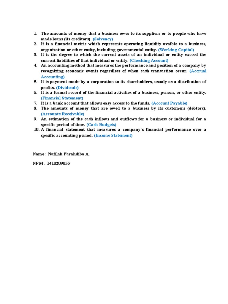 Key Financial Terms Explained | PDF | Finance & Money Management