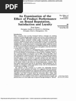Download an Examination of the Effect of Product Performance on Brand Reputation Satisfaction and Loyalty by joannakam SN269480417 doc pdf