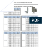 Cable Selection Table for Capacitor