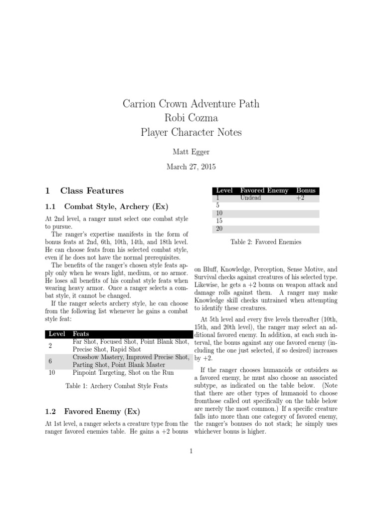 Ranger Class Features Overview | PDF | Fantasy | Dungeons & Dragons