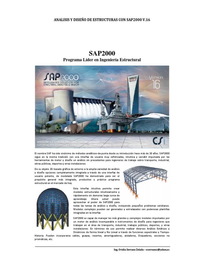 Análisis Estructural con SAP2000 V.16 | PDF | Diseño | Braguero