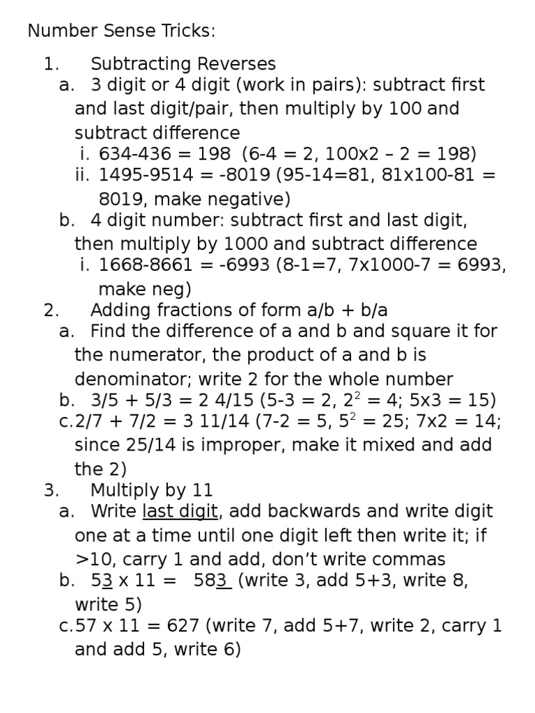 Uil Number Sense Tricks High School