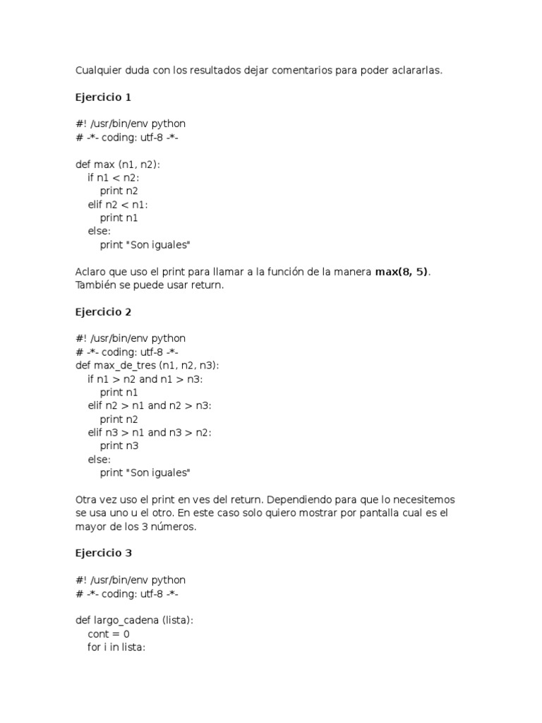Ejercicios de Python: Funciones y Algoritmos | PDF | División ...