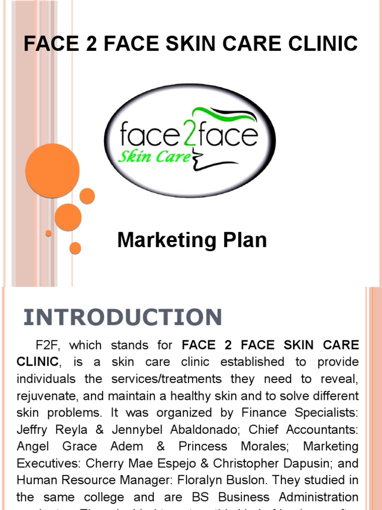 Face2face Skin Care Clinique Marketing Plan  PDF  Skin Care  Cosmetics
