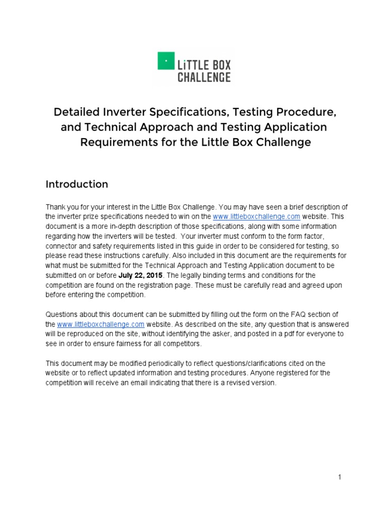 LBC InverterRequirements | PDF | Power Inverter | Alternating Current