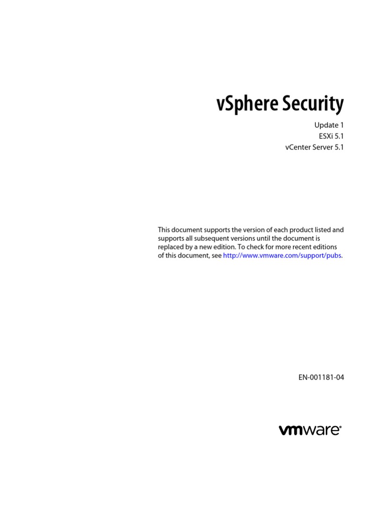 Vsphere Esxi Vcenter Server 51 Security Guide | PDF | Port (Computer ...