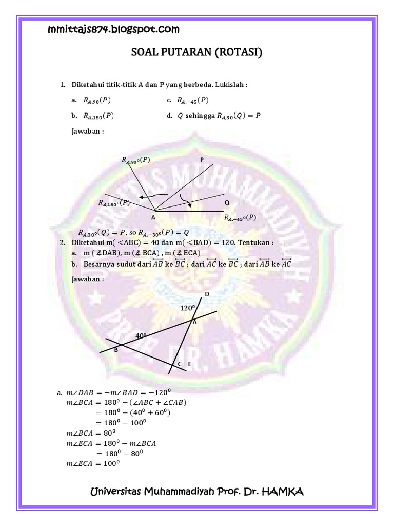 Soal Transformasi Rotasi Geometri | PDF | Metode & Bahan Ajar
