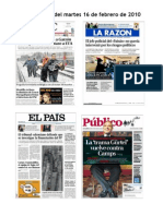 Portadas Del Martes 16 de Febrero de 2010