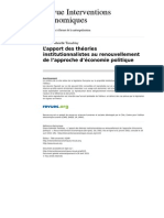 Apport Des Theories Institutionnalistes Au Renouvellement de l Approche d Economie Politique