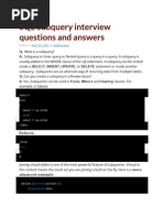 SQL Subquery Interview Questions and Answers