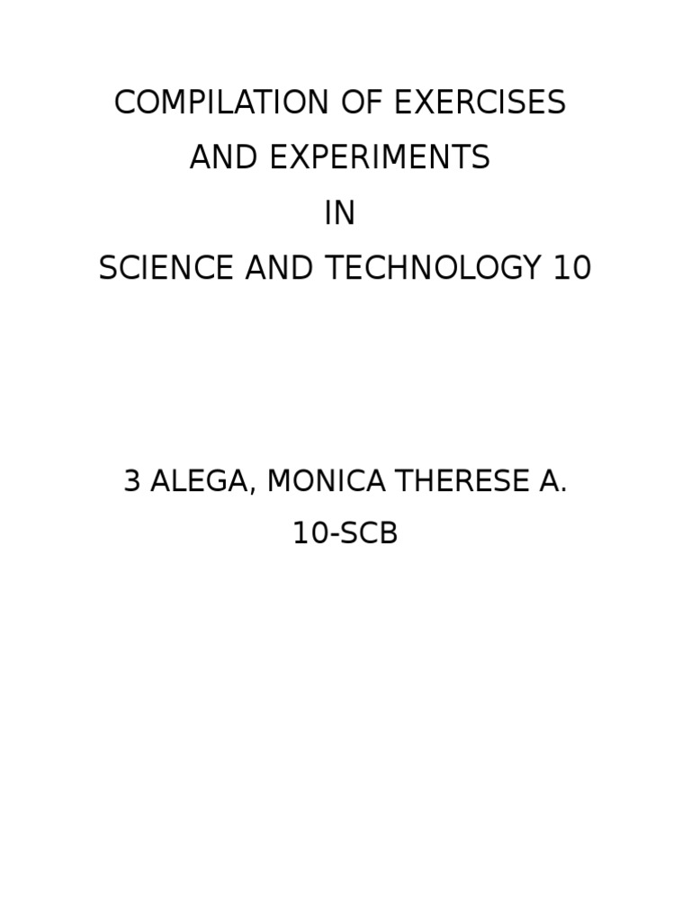 Compilation of Exercises and Experiments IN Science and Technology 10 ...