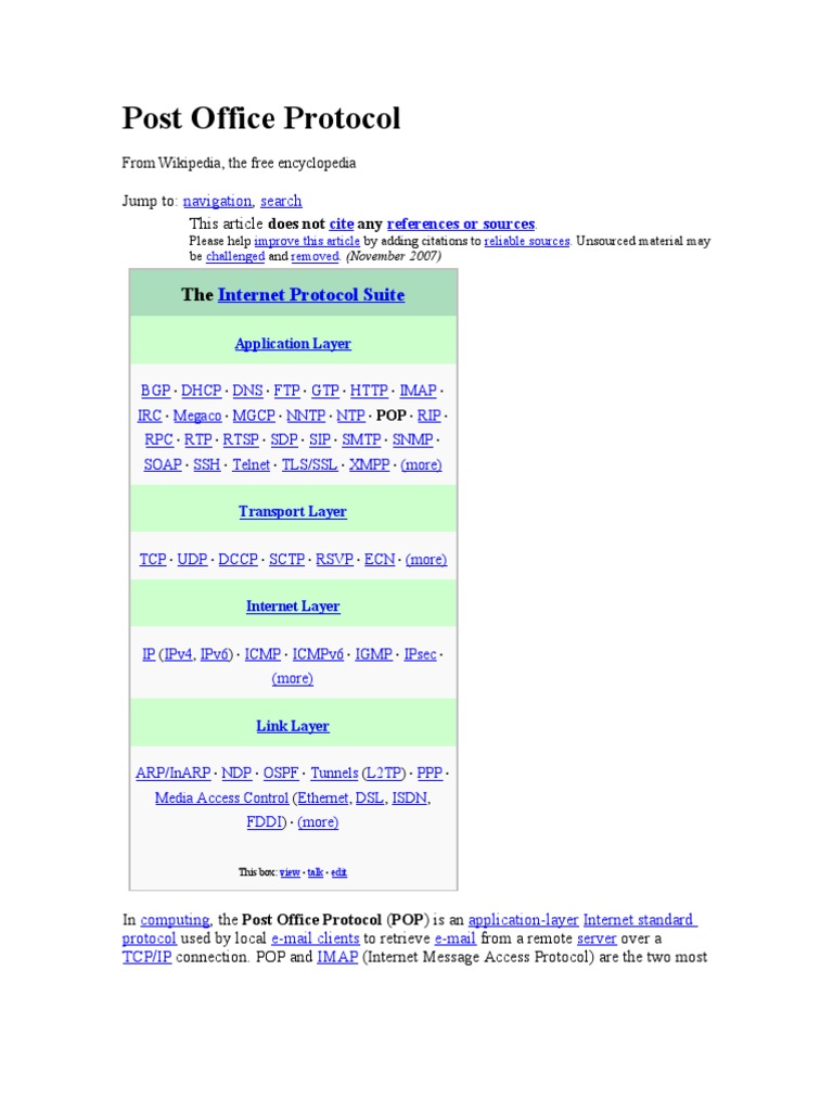 Post Office Protocol PDF Computer Network Wide Area Network