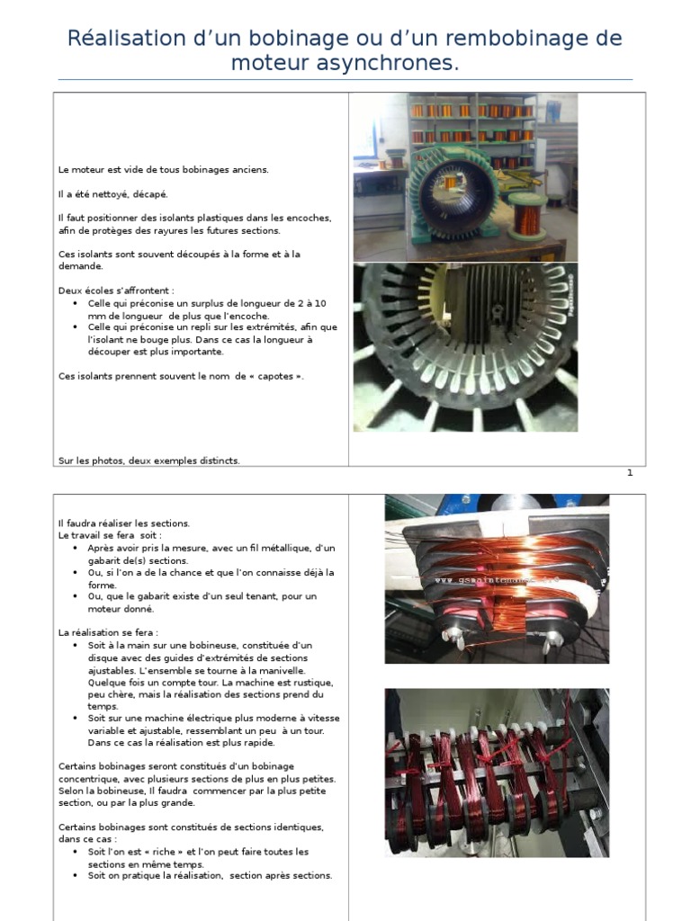 Techniques de rebobinage moteur triphasé | PDF | Électrotechnique ...