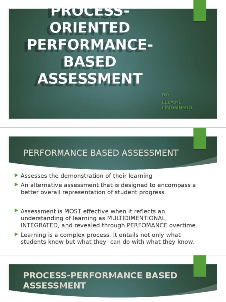 Assessment of Learning 2 / Chapter 2 Process Oriented Performance Based ...