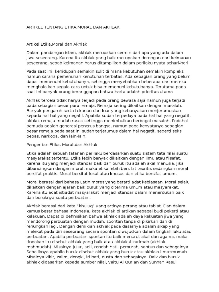 Artikel Tentang Etika Pdf
