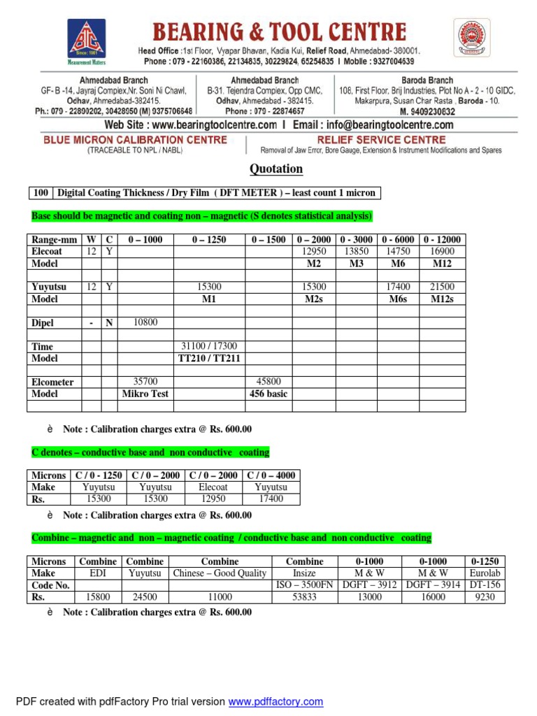 Digital Coating Thickness Dry Film Thickness Gauge Portable Document