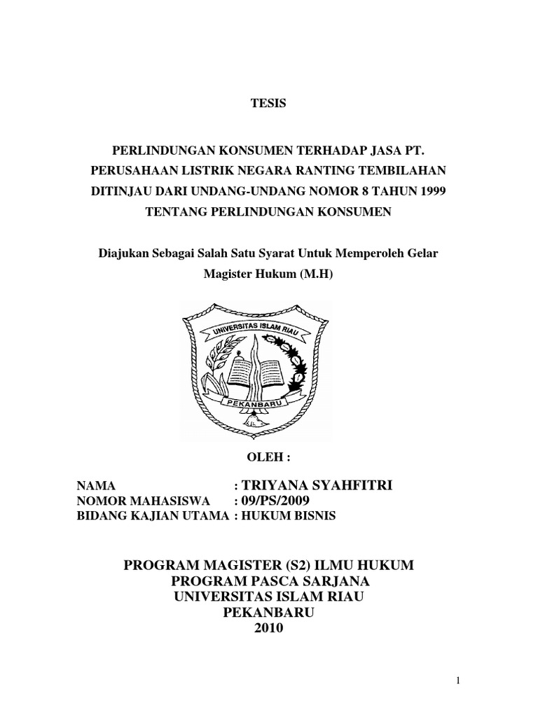 Skripsi Fakultas Hukum Uir Pejuang Skripsi