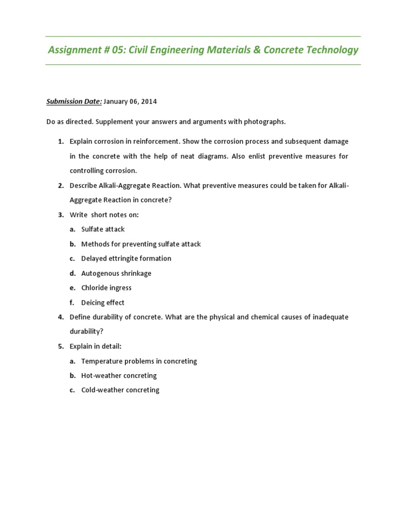 Civil Engineering Materials & Concrete Issues | PDF