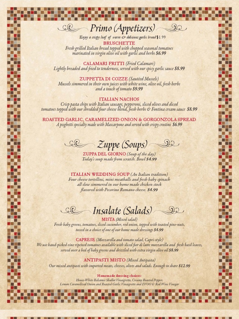 Da Giorgio Wedding Pasghetti Menu | PDF | Lasagne | Pasta