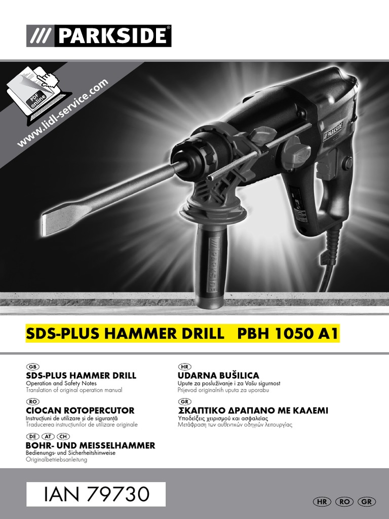 Parkside PBH 1050 A1 SDSPlusHammer Drill Manual en EL Drill Tools