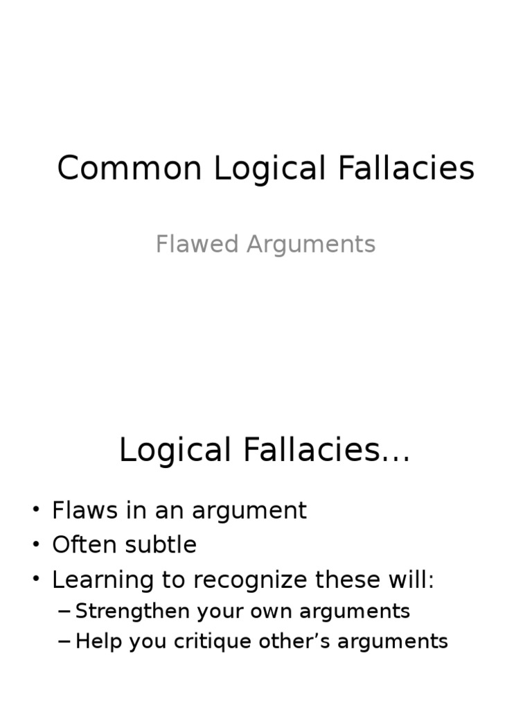 Common Logical Fallacies: Flawed Arguments | PDF | Argument | Fallacy