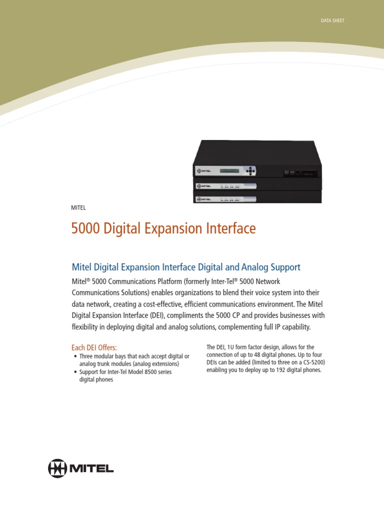 Mitel Digital Expansion Interface Digital and Analog Support | PDF
