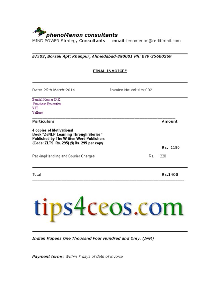 Invoice VIT Chennai | PDF