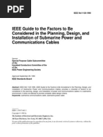 IEEE Guide To The Factors To Be Considered in The Planning, Design, and Installation of Submarine Power and Communications Cables