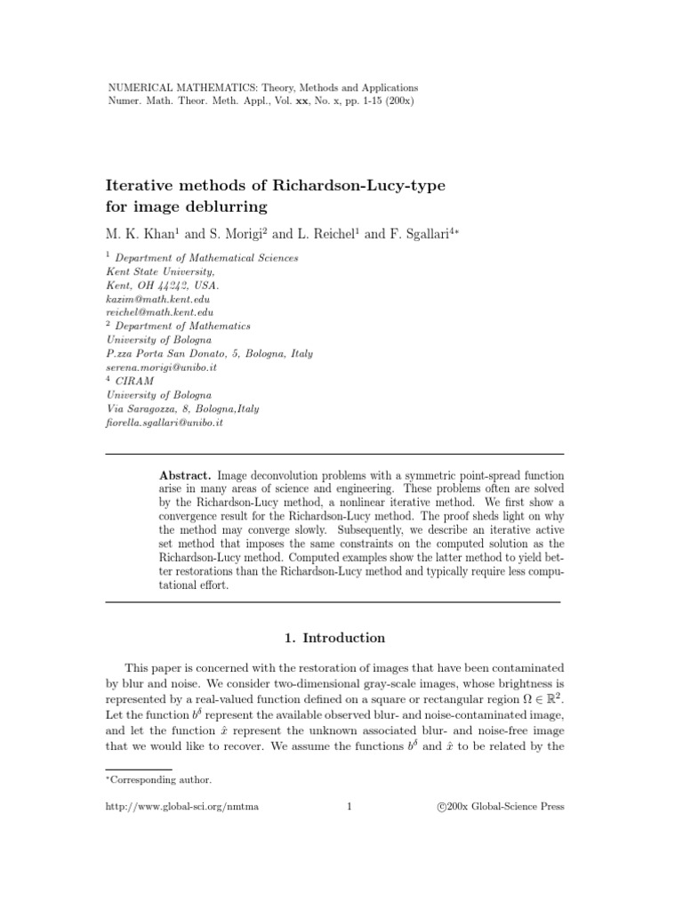 Iterative Methods of Richardson-Lucy-type For Image Deblurring | PDF ...