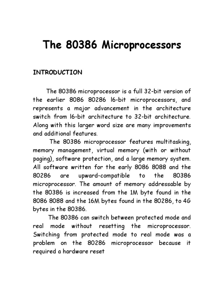 Overview of the 80386 Microprocessor | PDF | Input/Output | Microprocessor