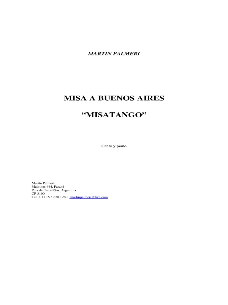 Misa A Buenos Aires Misatango Martin Palmeri