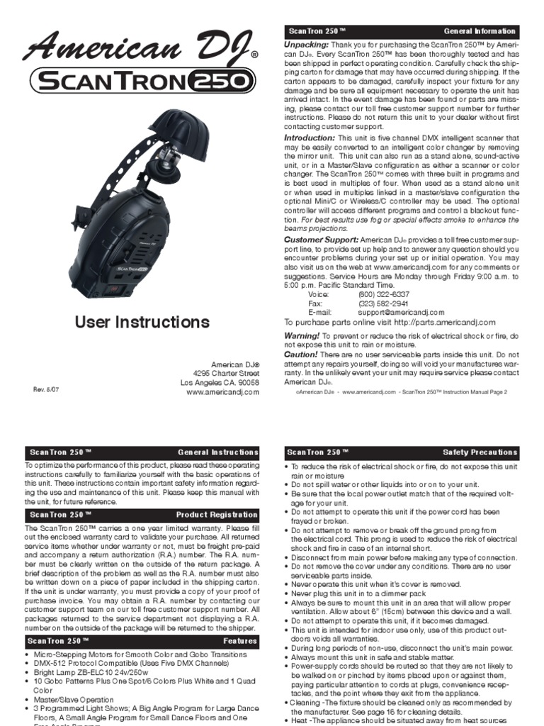 American DJ: User Instructions