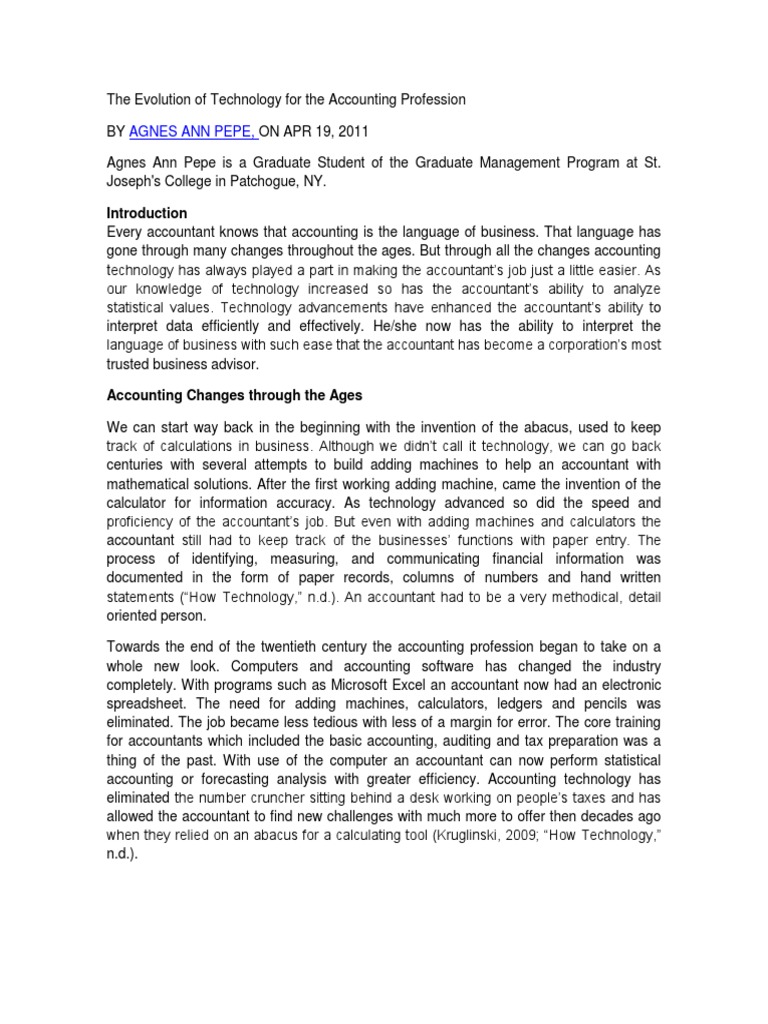 The Evolution of Technology For The Accounting Profession | PDF ...
