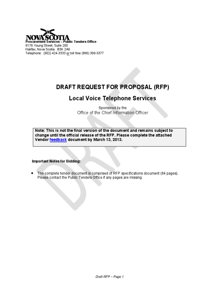 CIODRAFTRFP1 | PDF | Voicemail | Request For Proposal