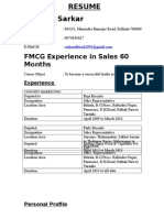 FMCG Experience in Sales 60 Months