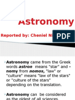 Astronomy: Reported By: Cheniel Nica Robles Bsba Ii