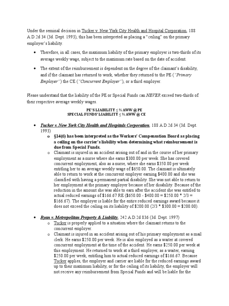 Calculating Workers' Compensation Liability and Reimbursement Under