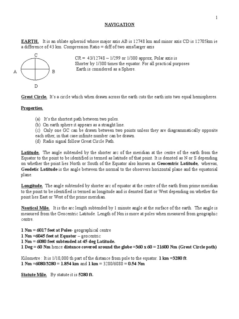 Navigation Notes for CPL Latitude Orbit