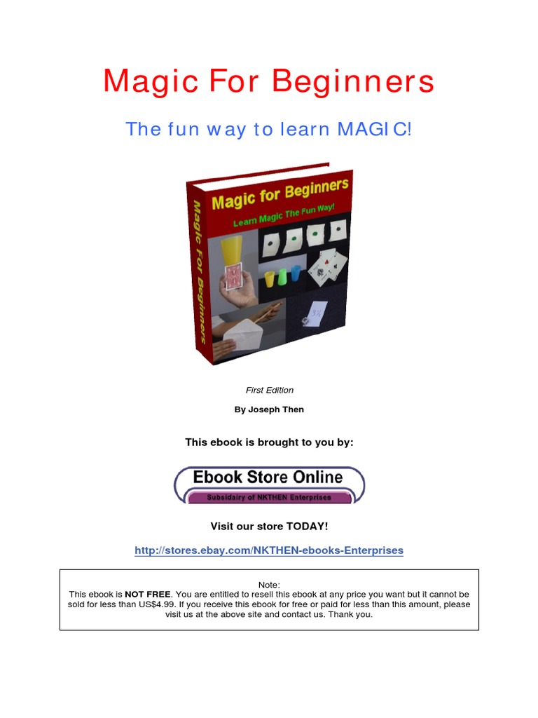 Magic For Beginners PDF Magic (Illusion) Gaming Devices