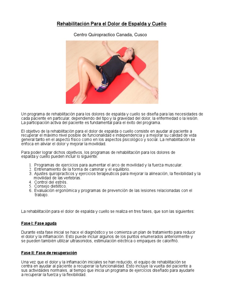 Quiropractico Cusco - Rehabilitación para El Dolor de Espalda y Cuello ...