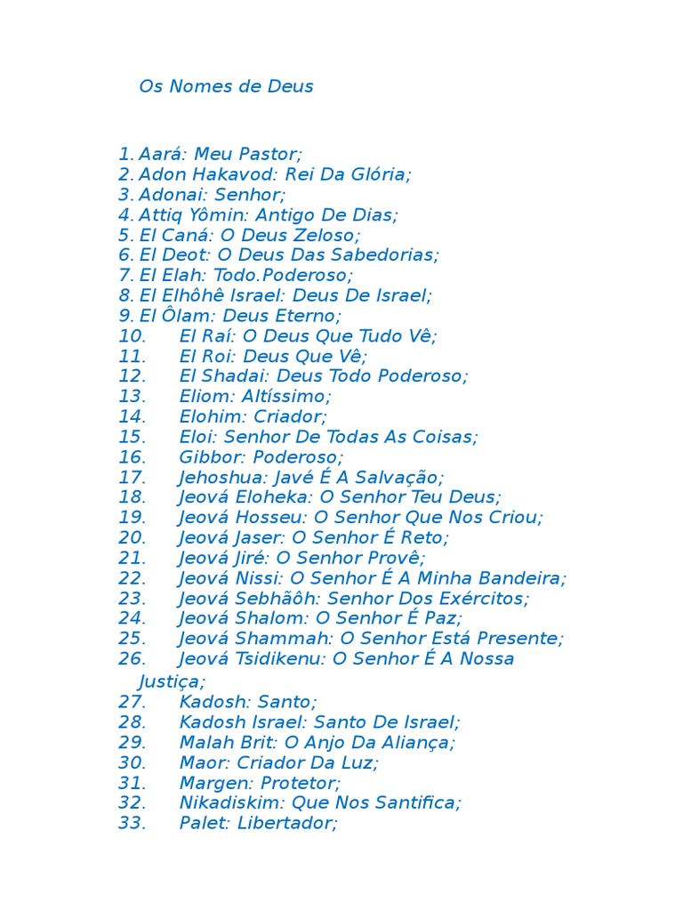 Nomes e Significados de Deus na Bíblia | PDF | Nomes de Deus | YHWH