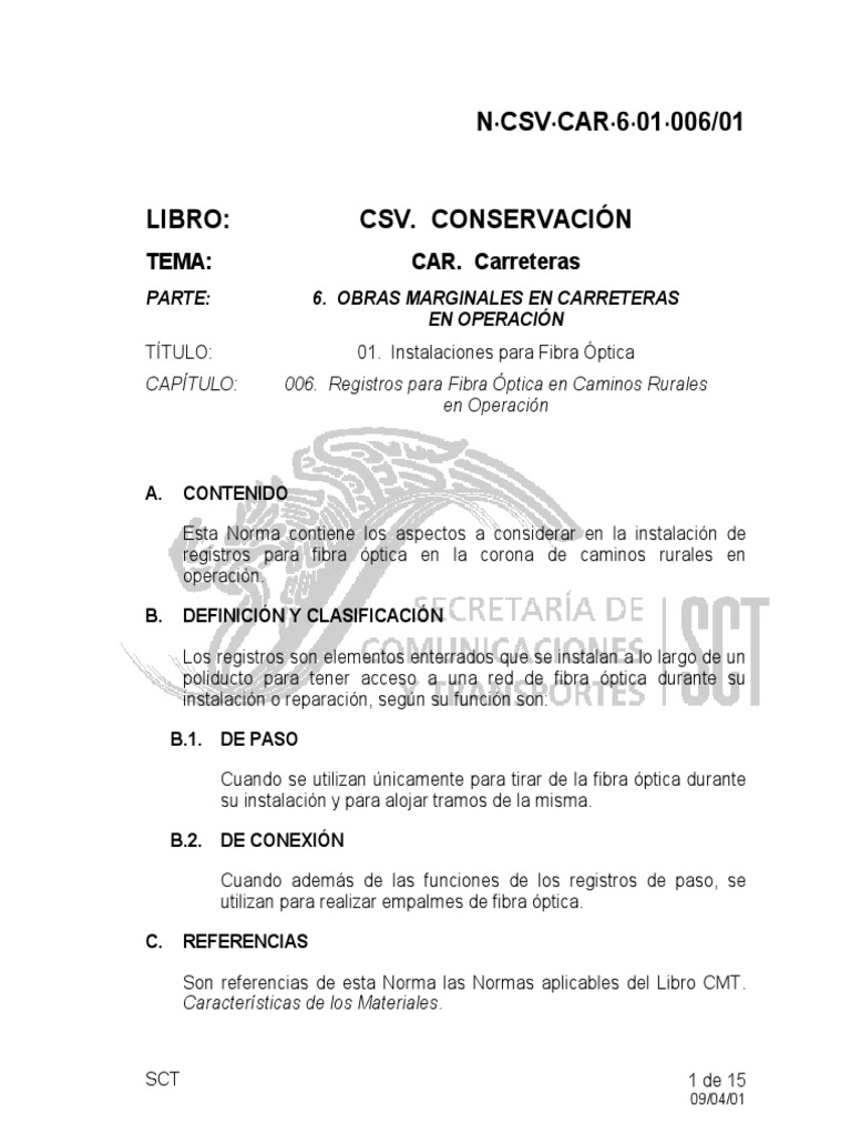 N-Csv-Car-6-01-006-01 Normtiva SCT | PDF | Revestimiento | Residuos