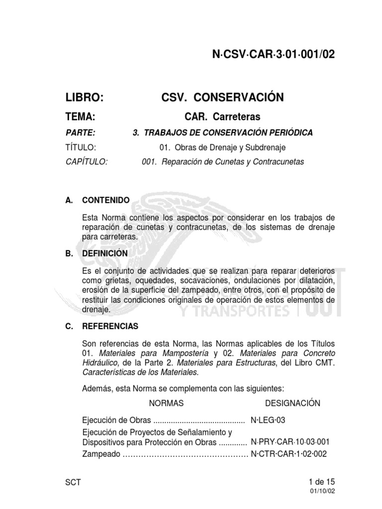 N CSV Car 3 01 001 02 | PDF | Residuos | Cemento